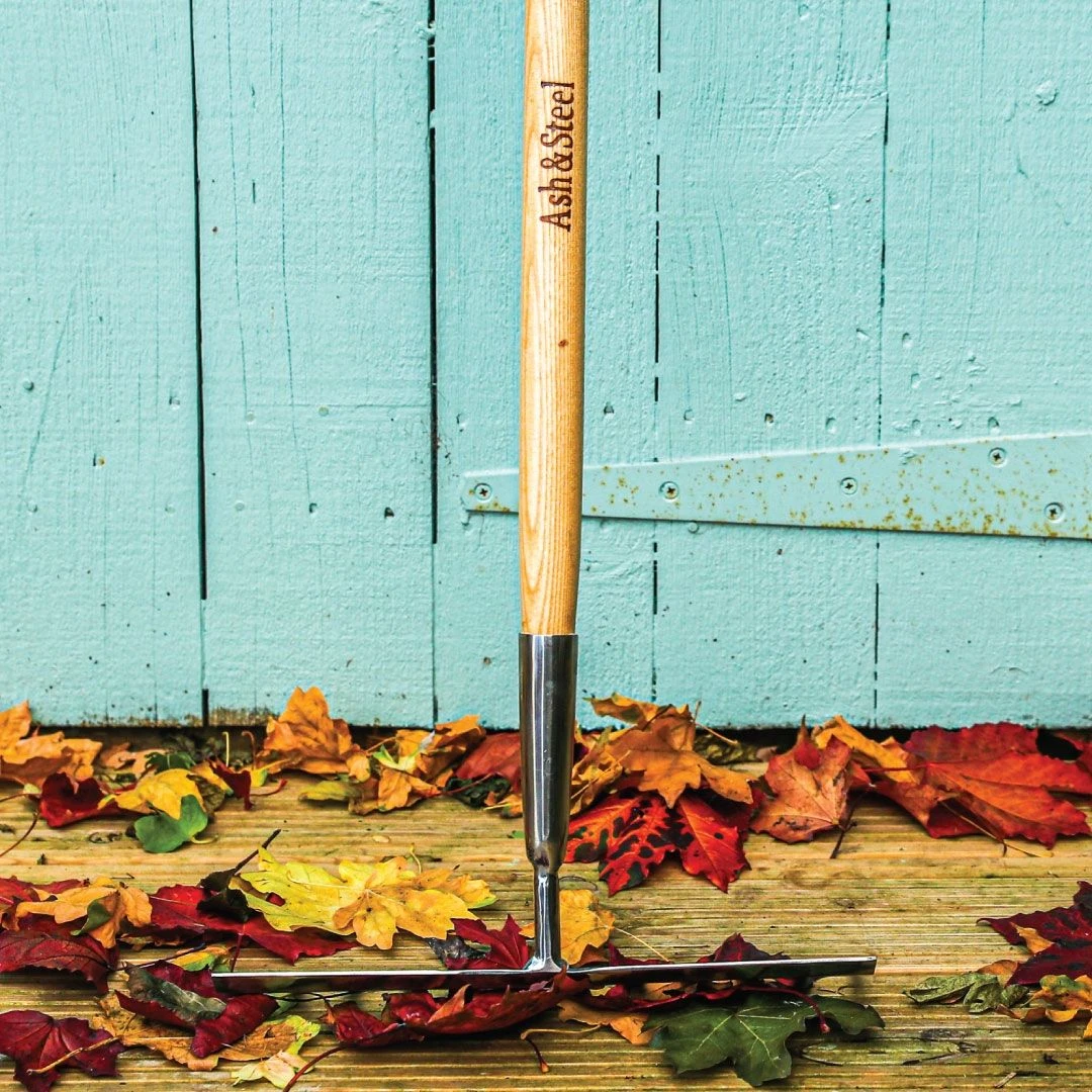 Ash & Steel : Heavy Duty Stainless Steel Garden Rake With Ash Handle