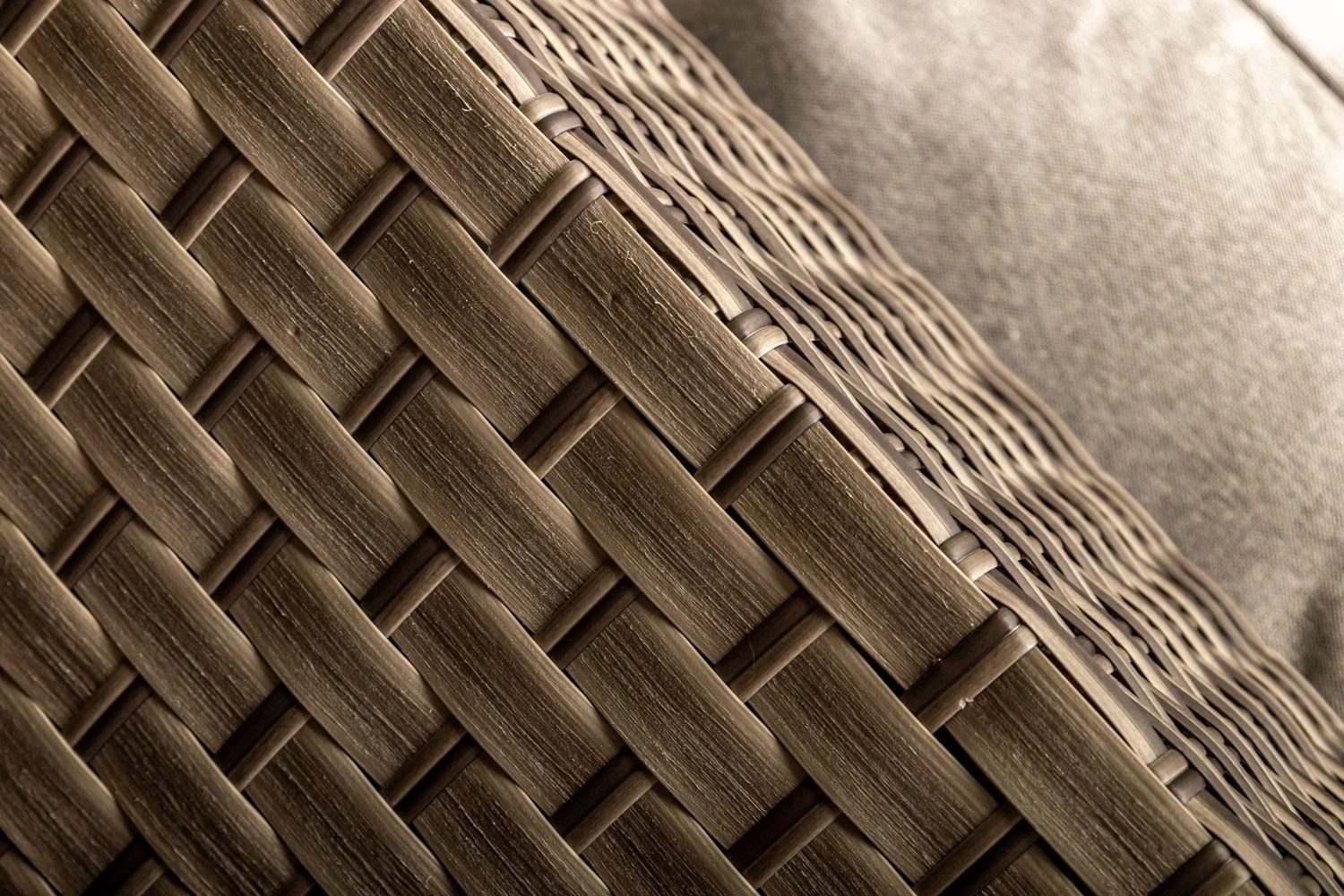 Monte Carlo - High Back Rattan Garden Furniture Sofa Set With Coffee Table, Grey Cushions And Stool - Image 8