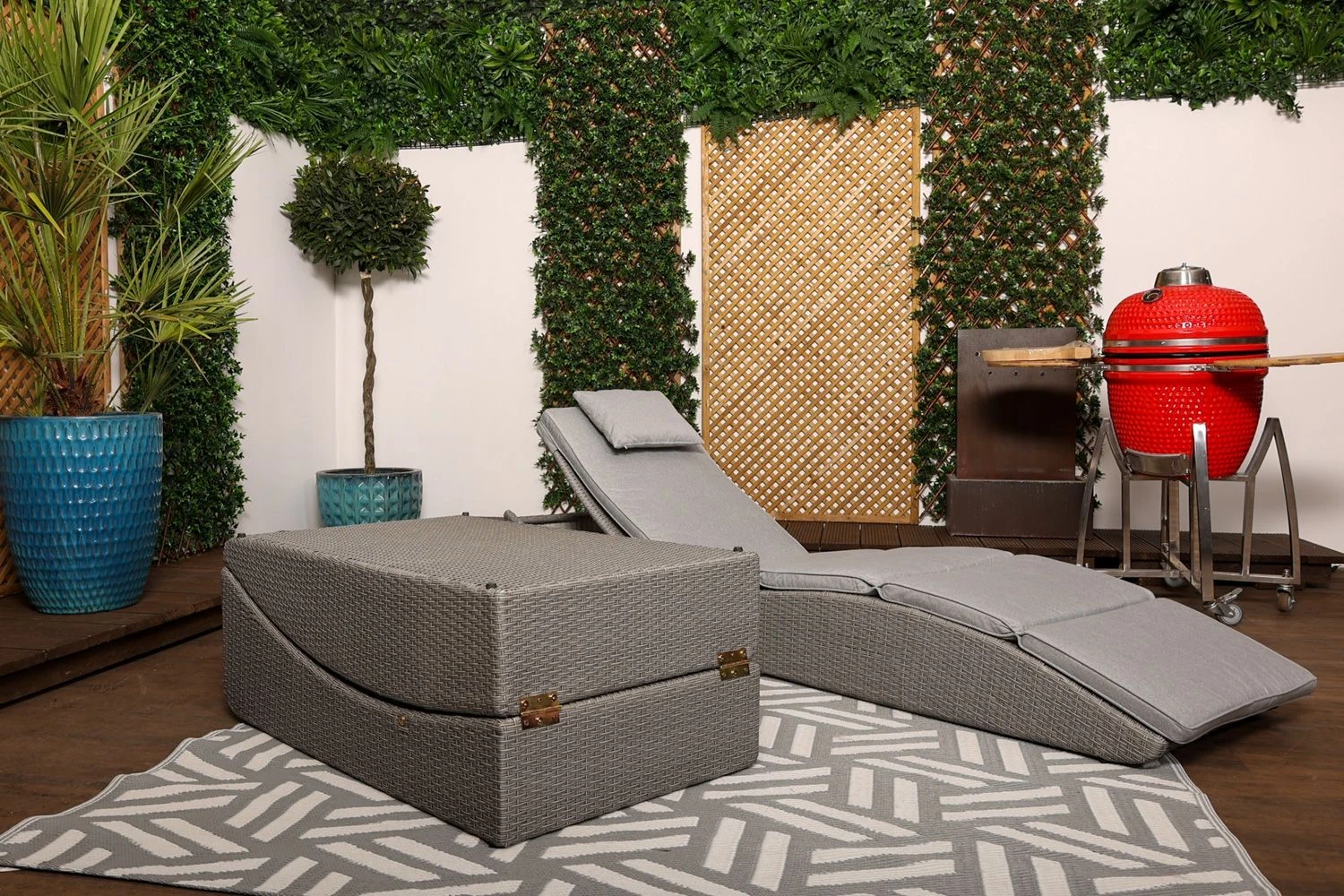 Amalfi - Grey Rattan Folding Lounger With Luxury Padded Grey Cushion - Image 7