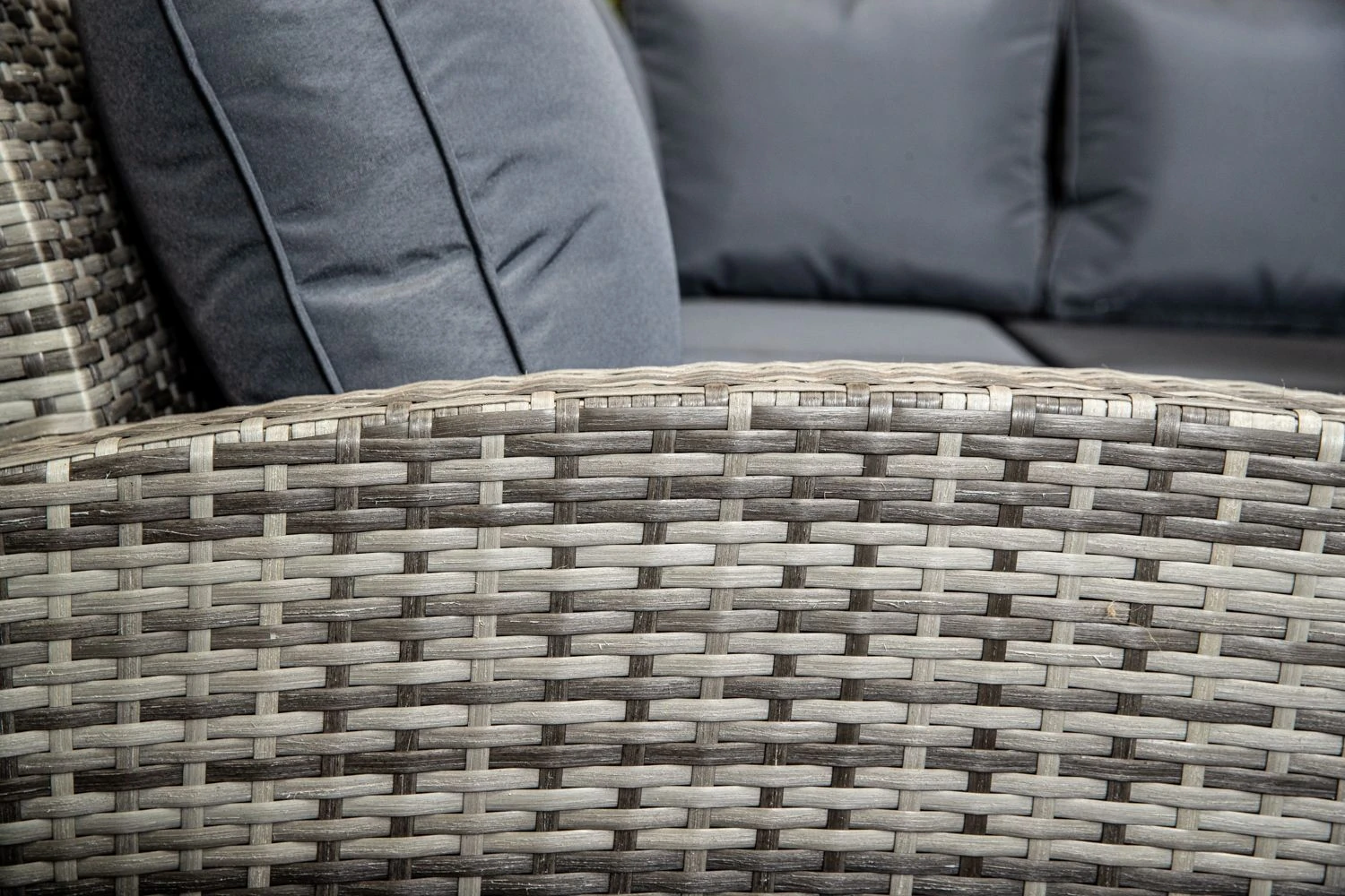 Palma Grey Rattan Casual Dining Sofa Set - High Backed With Dining Table, Three Stools & Cushions Included - Image 6