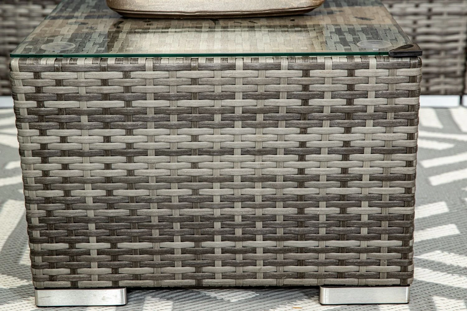 Mykonos - Luxury Grey & Anthracite Compact Corner Sofa Set With Glass Topped Coffee Table & Cushions Included - Image 6