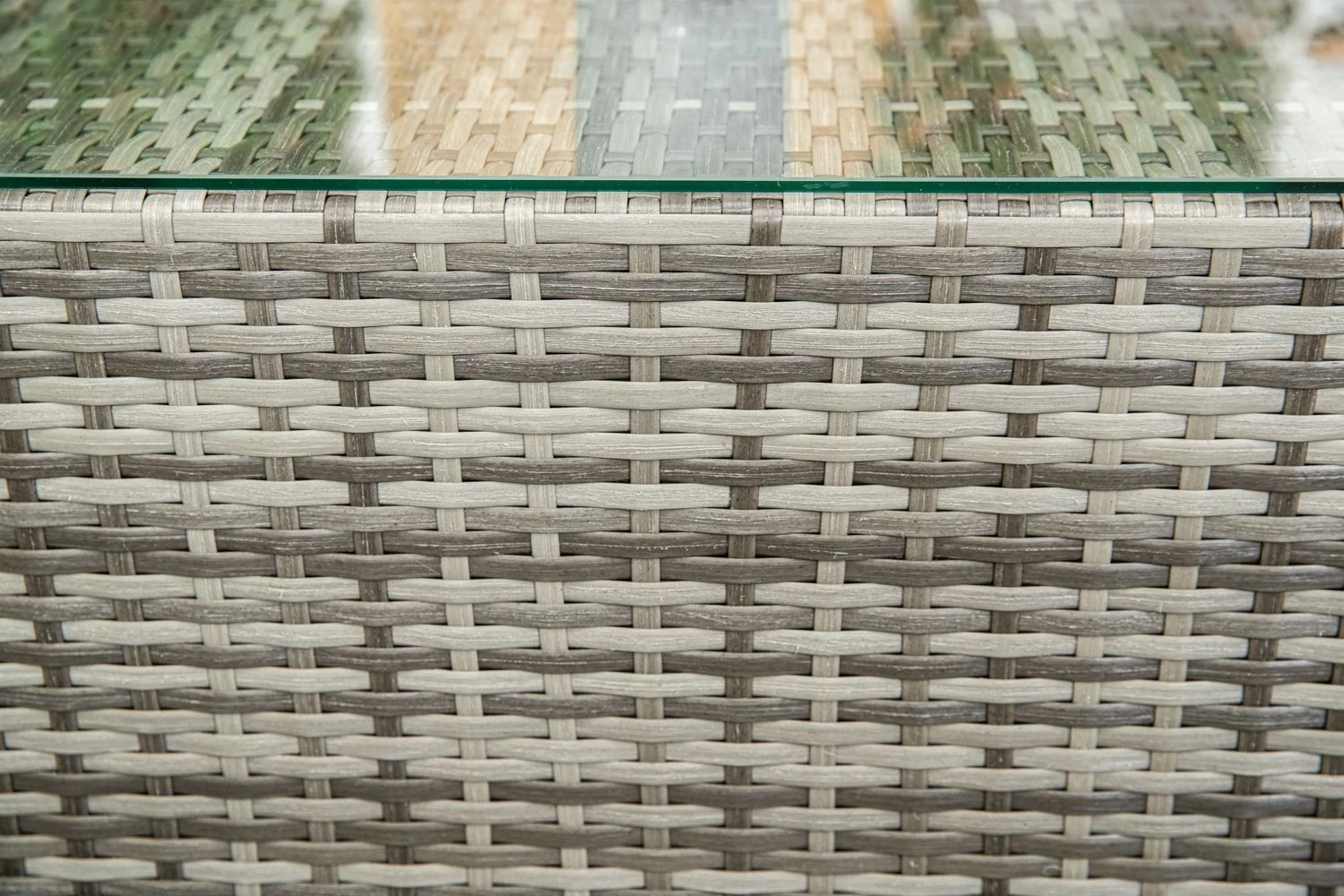 Barcelona - Grey Rattan Sofa Set With Glass Topped Coffee Table, Stool & Cushions - Image 8