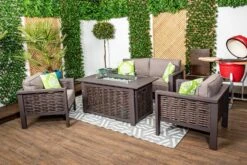 Rome - Luxury Garden Furniture - Sofa Set With Two Chairs And Firepit Table