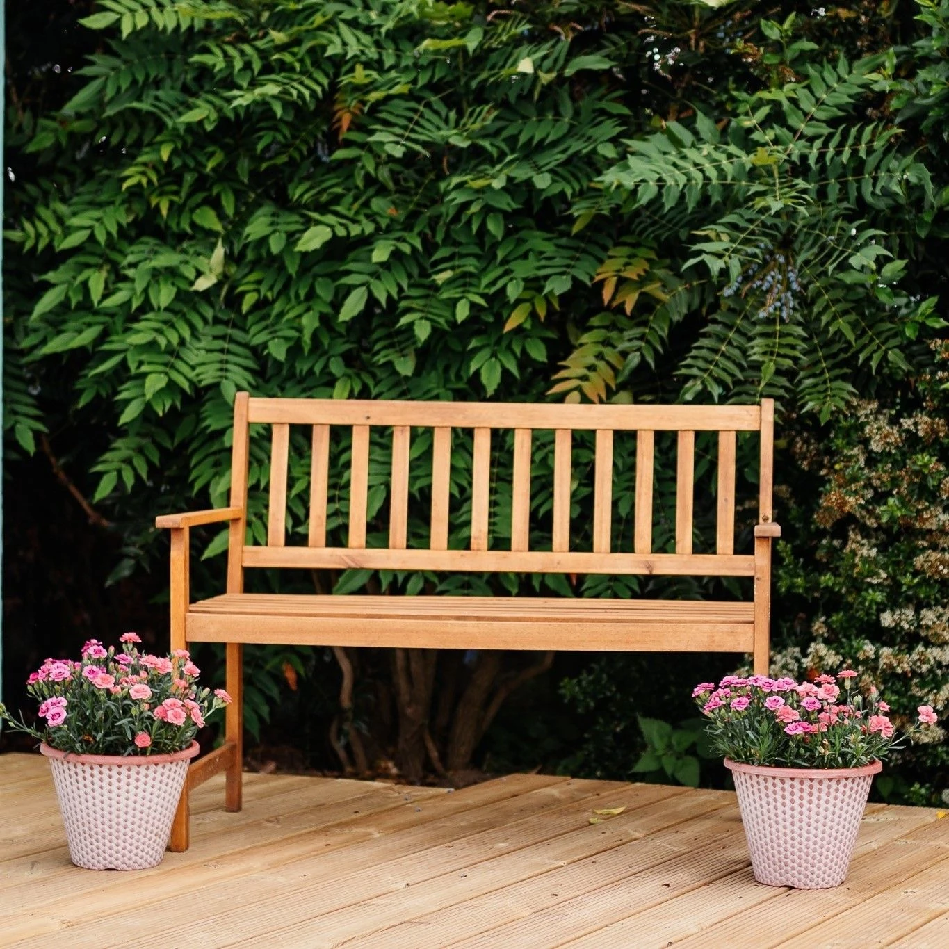 Two Seater Acacia Hardwood Garden Bench - Image 2