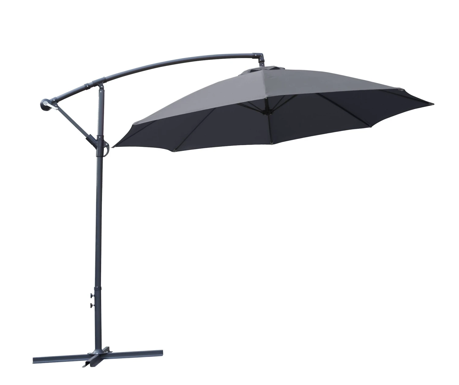 Premium Quality Banana Parasol - 2.7m Diameter In BLACK - Complete With All Weather Cover