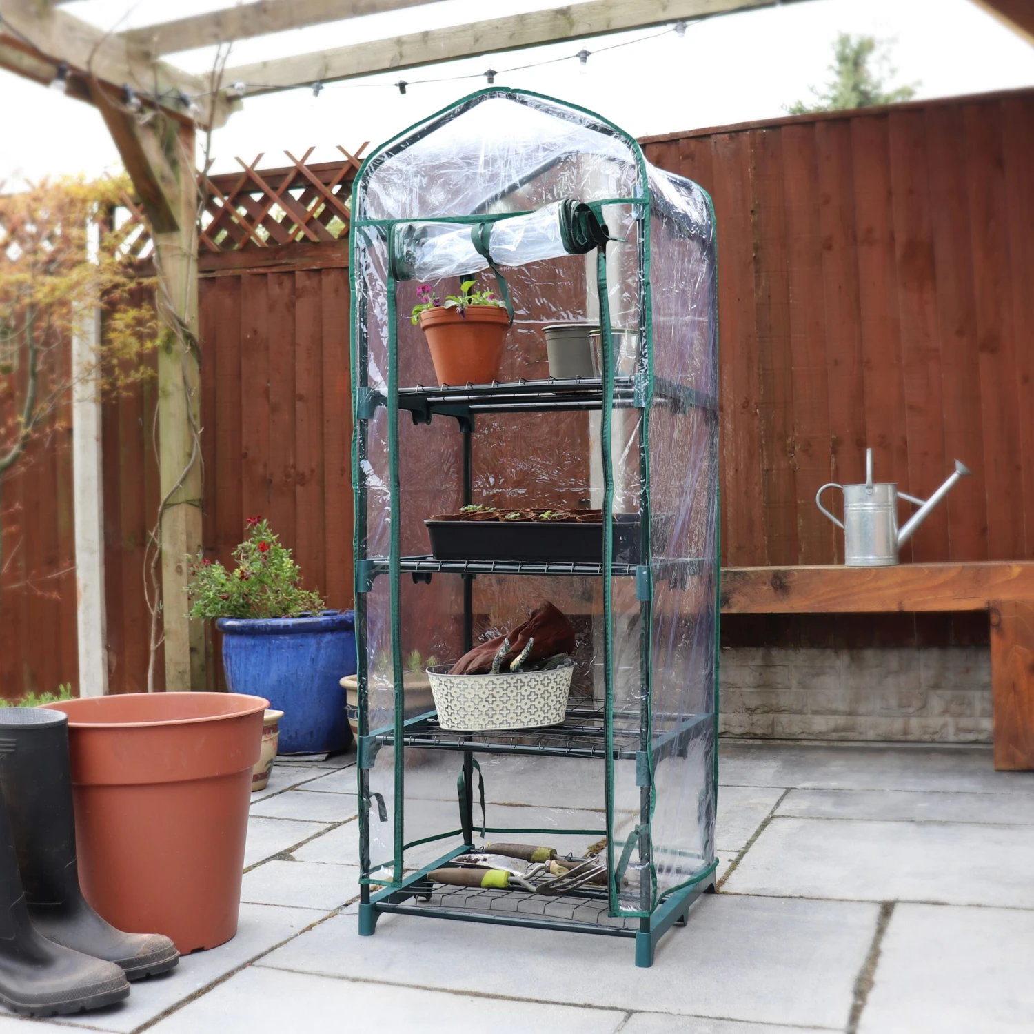 Four Tier Reinforced Mini Greenhouse - Outdoor Garden Plant Cold Frame Grow House