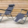 Pair Of 2-in-1 Garden Reclining Sun Loungers / Chairs