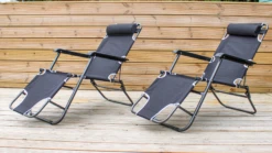 Pair Of 2-in-1 Garden Reclining Sun Loungers / Chairs